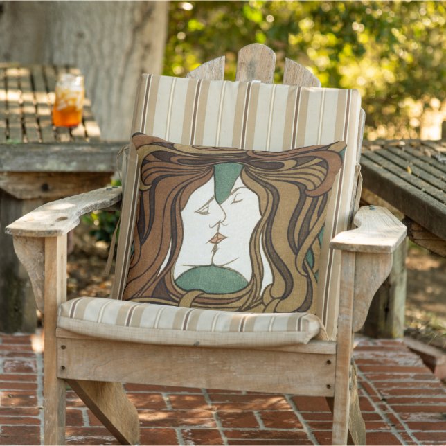 Whispered Kiss Art Nouveau Pillow (Chair)