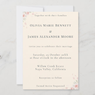 Whispered Petals Minimalist Wedding Invitation