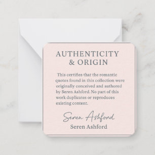 Whispered words- Volume 1_ AUTHENTICITY & ORIGIN  Note Card