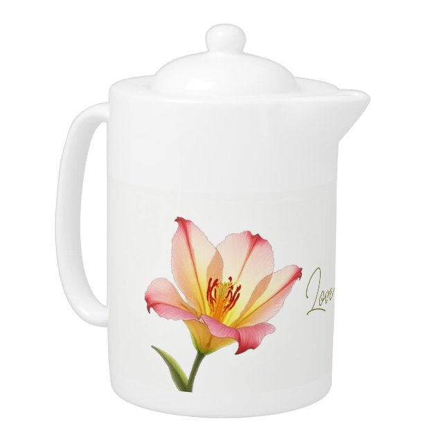Whispering Affection Lilies Teapot (Left)