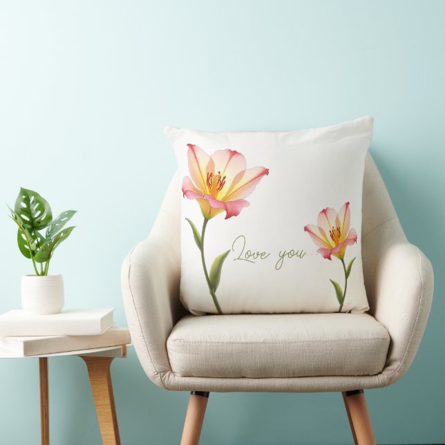 Whispering Affection Lilies Throw Pillow (Chair)