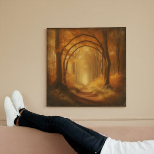 Whispering Amber Woods – Rustic Autumn Trail Wood Wall Art