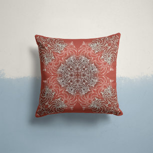 Whispering Blooms in Terracotta Throw Pillow