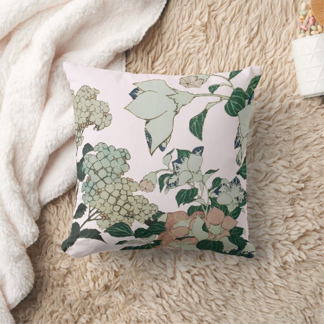 Whispering Blossoms Botanical Throw Pillow (Blanket)