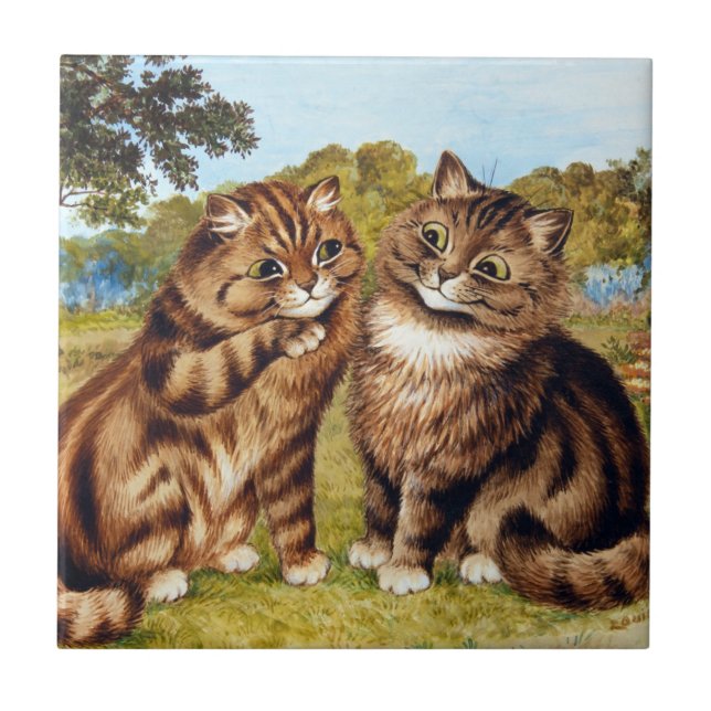Whispering Cat, Louis Wain Ceramic Tile (Front)