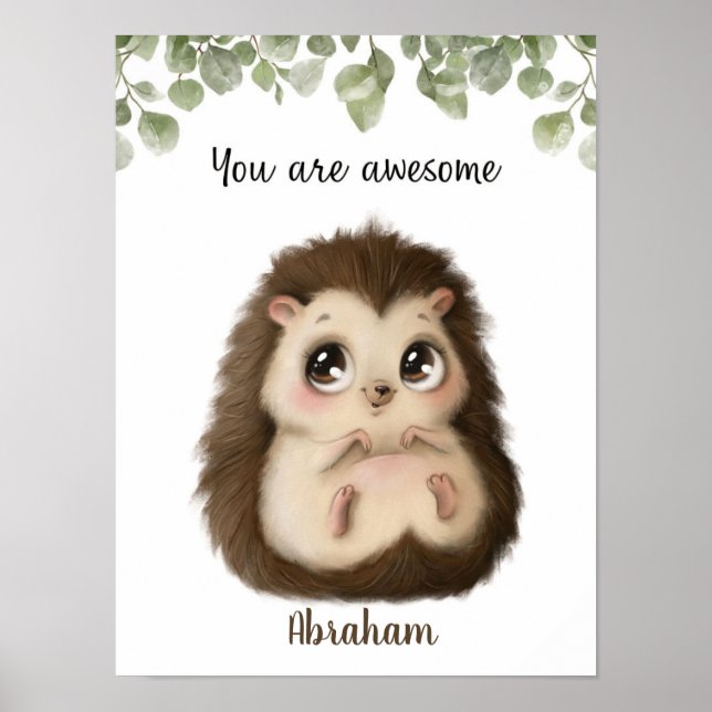 Whispering Hedgehog Affirmations Customizable Poster (Front)