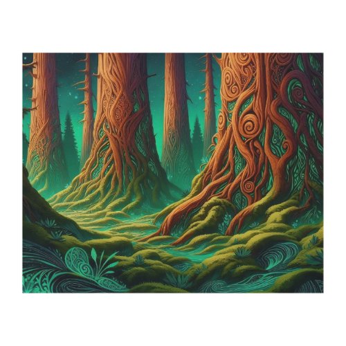 Whispering Lumens Redwoods of Arcane Light Wood Wall Art