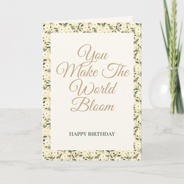 Whispering Meadow - Butter Yellow Floral Border Card (Front)