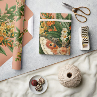 Whispering Meadow Moth Single Wrapping Paper