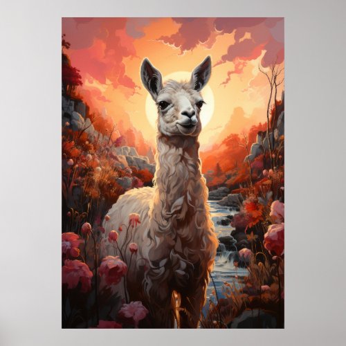 Whispering Meadows Llamas as Harbingers of Tranqu Poster