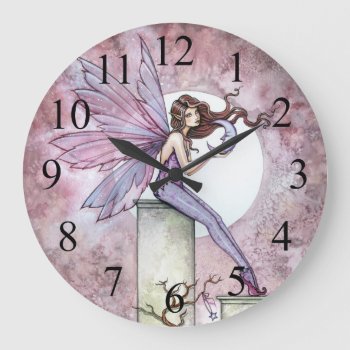 Whispering Moon Fairy Fantasy Art Clock by robmolily at Zazzle