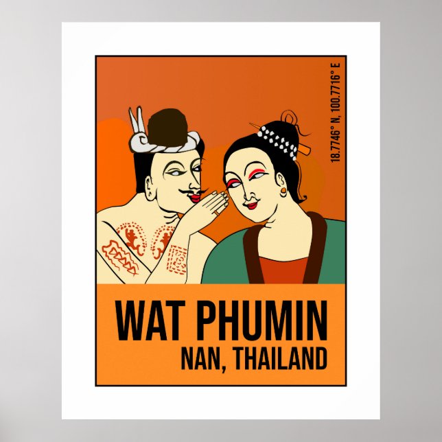 Whispering Mural, Nan, Thailand Travel Poster (Front)