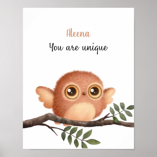 Whispering Owl Affirmations Customizable Poster (Front)