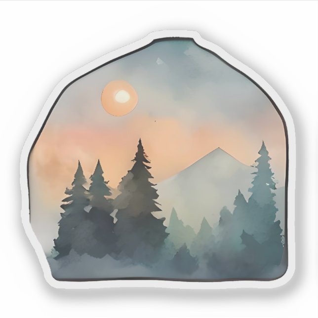Whispering Pines at Sunset Sticker (Front)