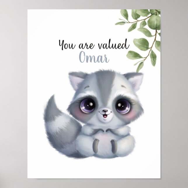 Whispering Raccoon Affirmations Customizable Poster (Front)