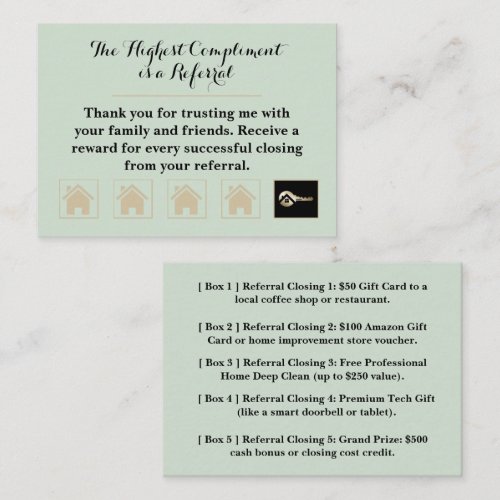 Whispering Sage Gold Key Real Estate Loyalty Card
