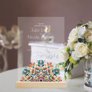 Whispering Spring Floral Mandala Wedding Acrylic Invitations