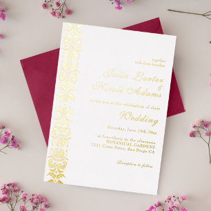 Whispering Spring Floral Mandala Wedding Foil Invitation