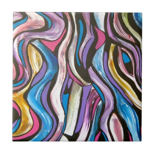 Whispering Tree_Hand Painted Abstract Art Ceramic Tile