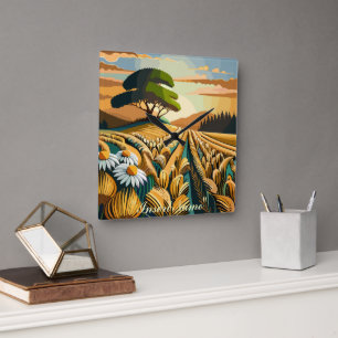 Whispering Wheat Square Wall Clock