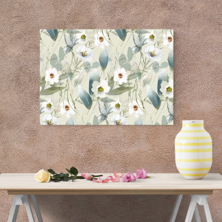 Whispering White Blooms Faux Canvas Print