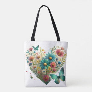 Whispering Wildflower Butterflies Botanical Tote Bag