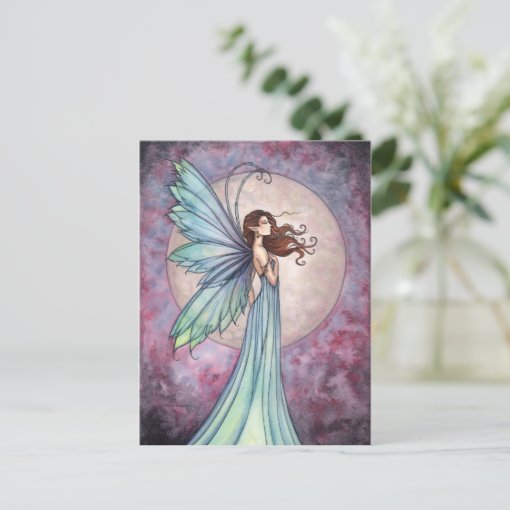 Whispering Wind Fairy Moon Postcard | Zazzle