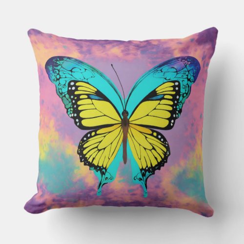 Whispering Wings Butterflies Under a Starry Sky Throw Pillow