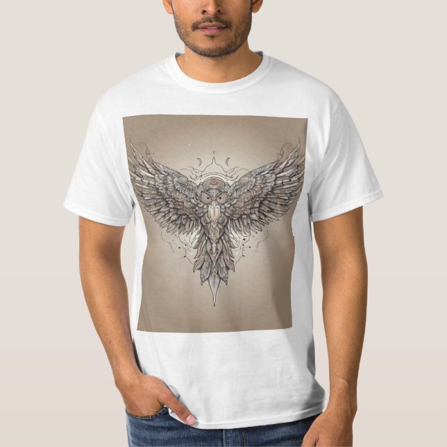 "Whispering Wings: Futuristic Fine Line Tattoo" T-Shirt (Front)