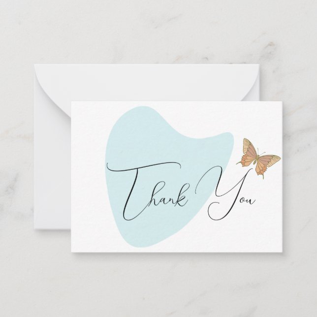 Whispering Wings on a Soft Blue Dream Thank you Note Card (Front)