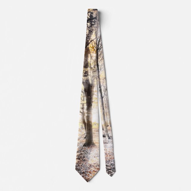 Whispering woodland in autumn fall neck tie (Front)