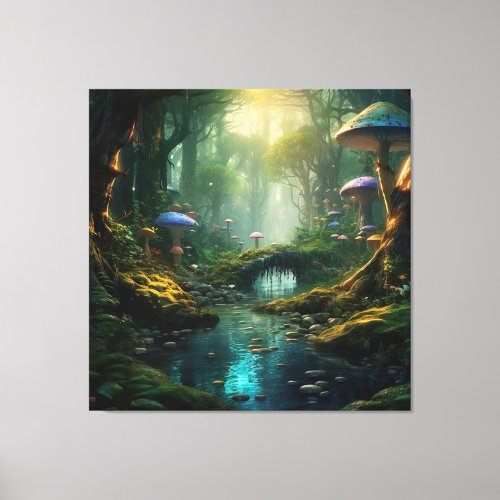 Whispering Woods A Mushroom Fairytale Forest Canvas Print