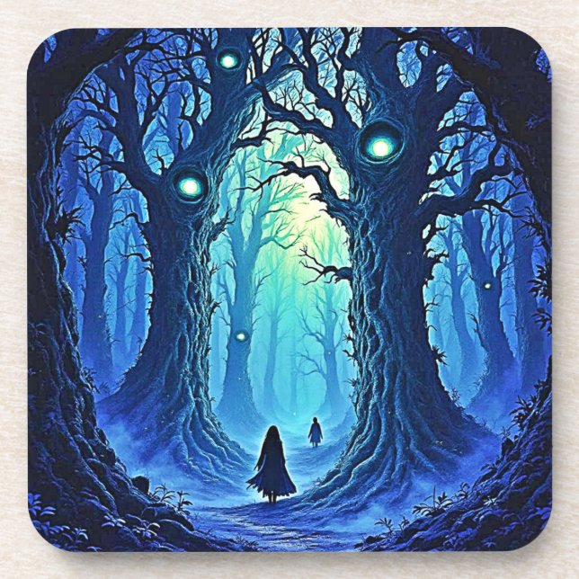 Whispering Woods Dark Fantasy Beverage Coaster (Front)