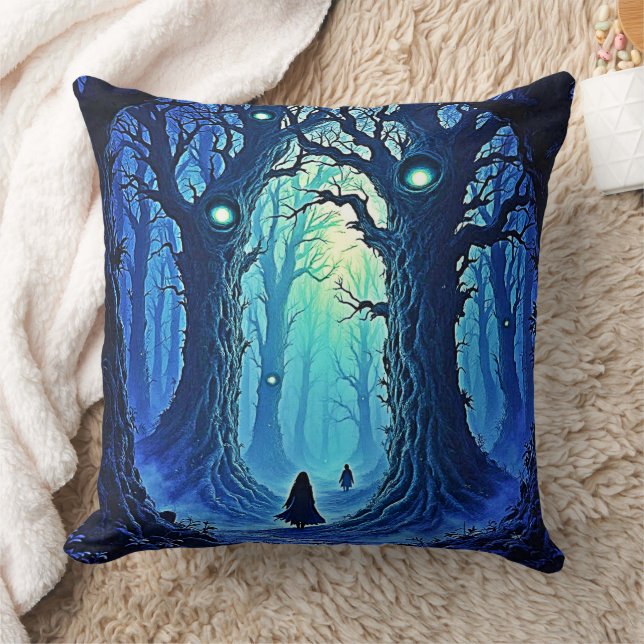Whispering Woods Dark Fantasy Throw Pillow (Blanket)