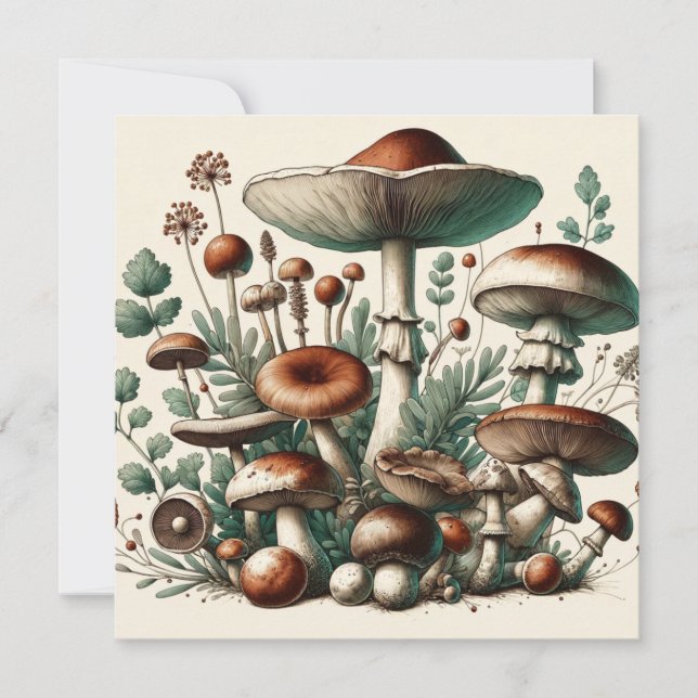 Whispering Woods: Seamless Mushroom Pattern Collec Invitation (Front)