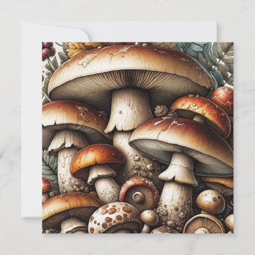 Whispering Woods Seamless Mushroom Pattern Collec Invitation