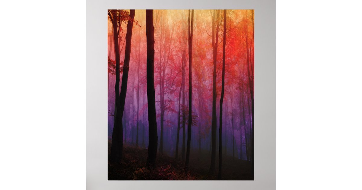 Whispering Woods, Trees Forest Landscape Art Poster | Zazzle
