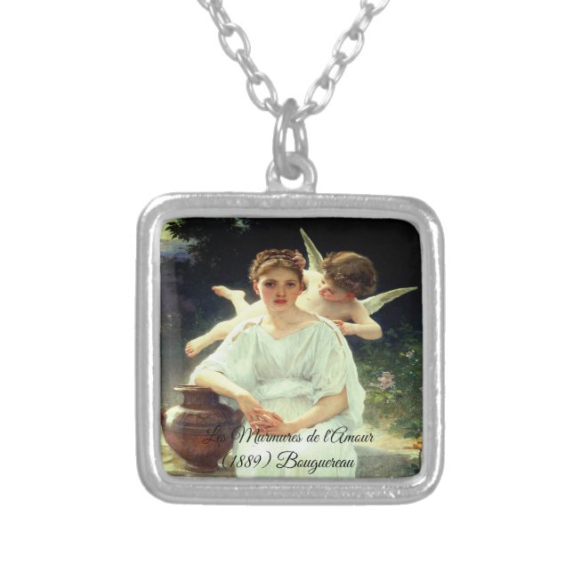 Whisperings of Love by Bouguereau Silver Plated Necklace (Front)