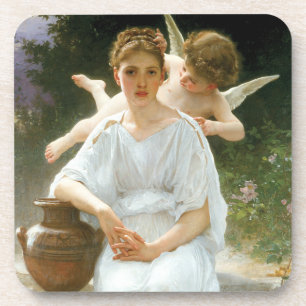 Whisperings of Love, First Reverie by Bouguereau Beverage Coaster