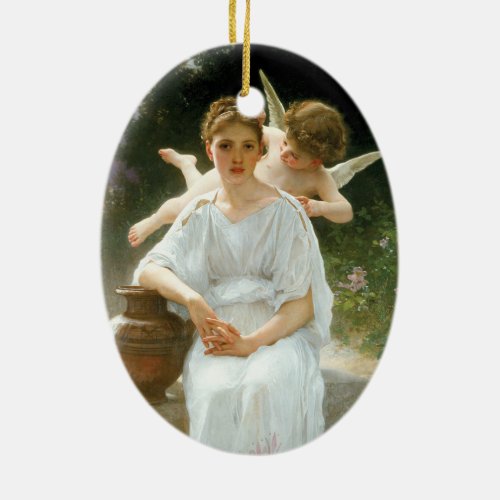 Whisperings of Love First Reverie by Bouguereau Ceramic Ornament