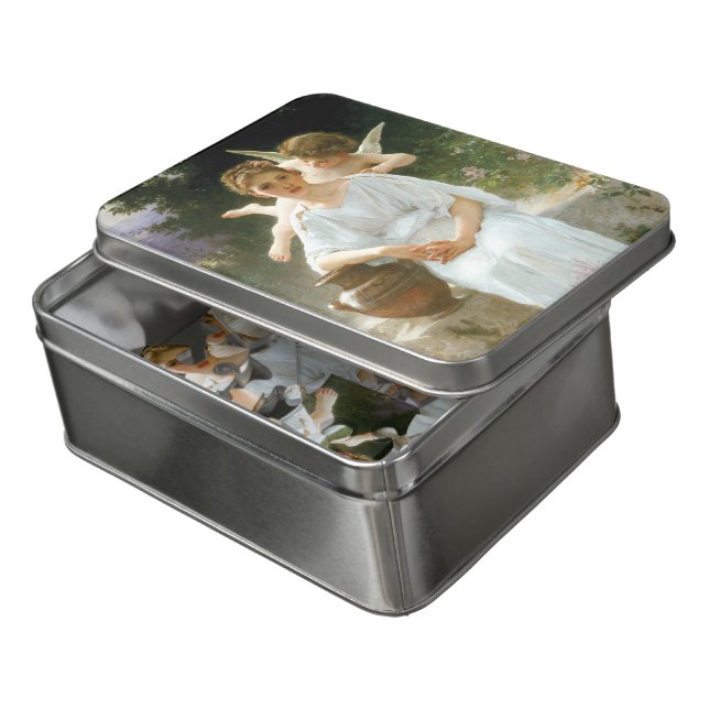 Whisperings of Love, First Reverie by Bouguereau Jigsaw Puzzle (Lid Open)