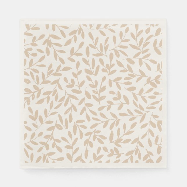 Whisperleaf-Subtle Botanical In Cream & Beige Napkins (Front)