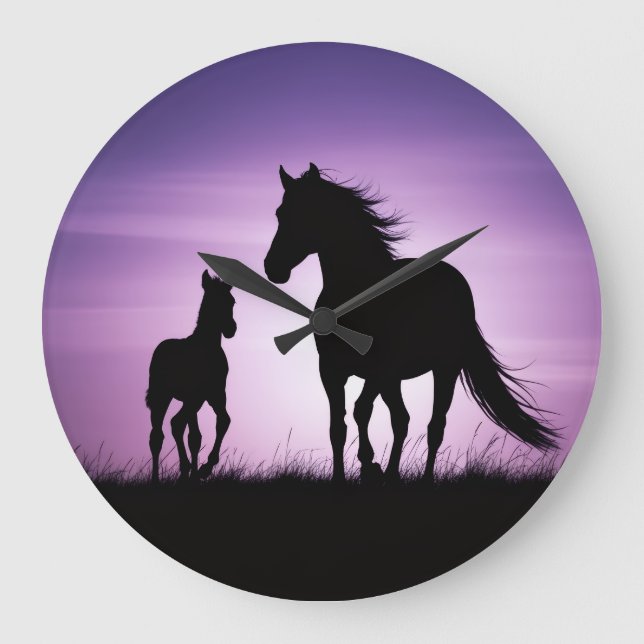 Whispers beneath the violet sky wall clock (Front)