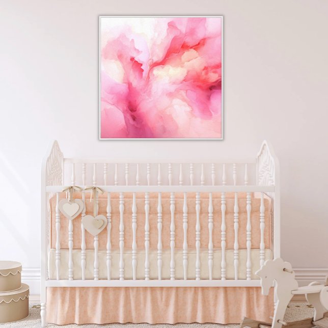 Whispers in Bloom: Soft Pink Abstract  Canvas Print (Framed Canvas Art Abstract Pink Soft Flowing Pinks Translucent Feminine for any room or Nursury)