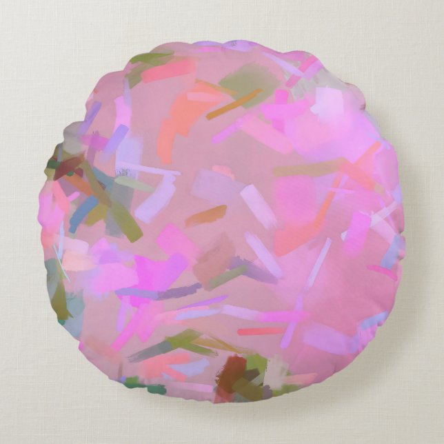 Whispers In Pink Round Pillow (Front)