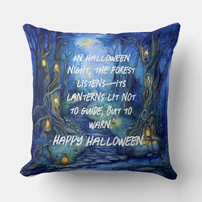Whispers in the Hollow – The Lantern Path Throw Pillow (Front)
