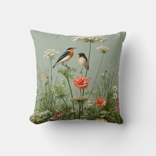 Whispers in the Meadow Sage Green Pillow
