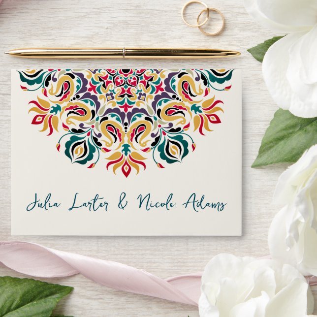 Whispers Lake Swan Lotus Flowers Mandala Wedding Envelope (Wedding)