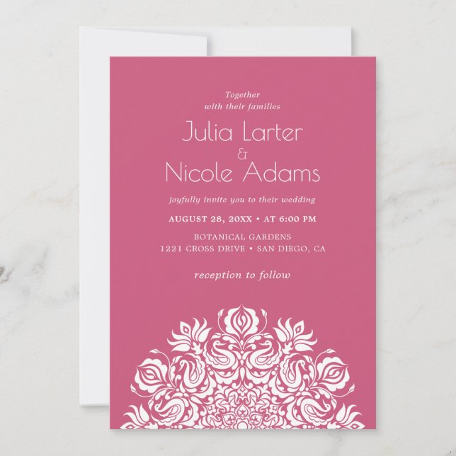 Whispers Lake Swan Lotus Flowers Mandala Wedding Invitation (Front)