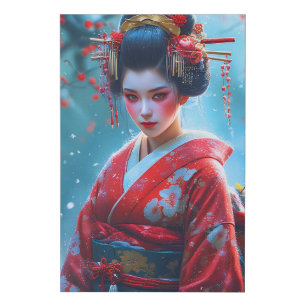 Whispers of a Crimson Maiko Faux Canvas Print